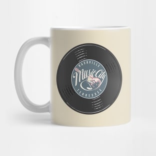 Music City Nashville Tennessee Vinyl Guitar Vintage Mug